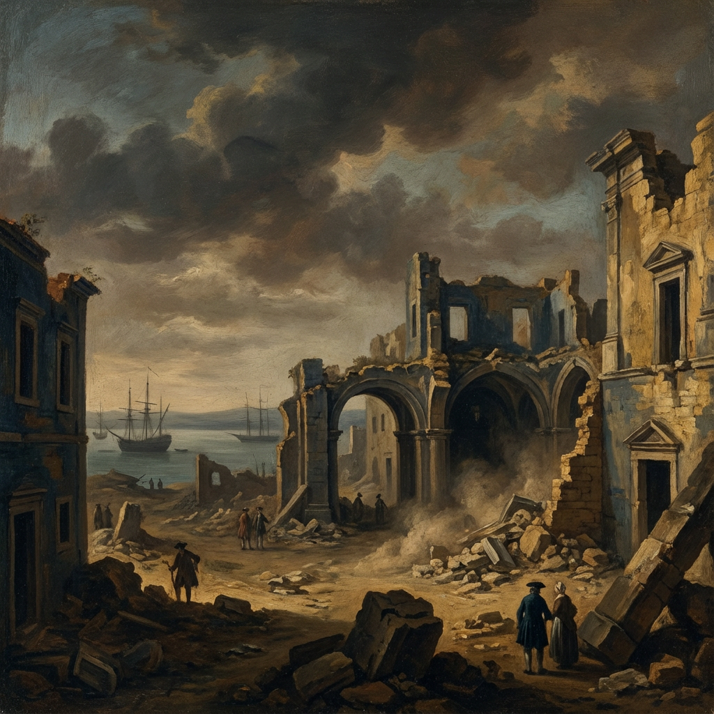 1755 Lisbon Earthquake Illustration